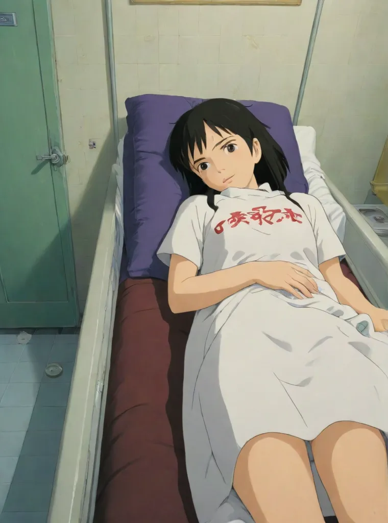 In a quiet, secluded area with soft grass on the groundfreezee, with his round and pink appearance, is kneeling next to Videl, a young woman with short black hair. Videl is lying on her back, her shirt lifted to expose her bare abdomen. Freezer is meticulously palpating her abdomen, pressing firmly and exploring every part with his glowing hands.
Videl's face shows a mix of discomfort and curiosity as she allows him to continue. The scene is intimate and tense,