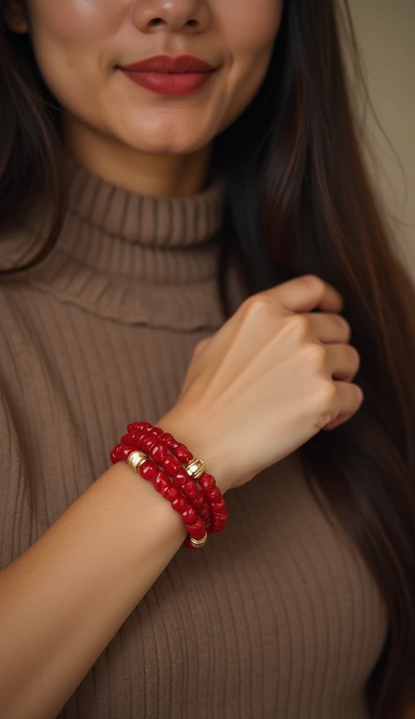 Create a logo that contains a red thread bracelet and around it says "charm bracelets"