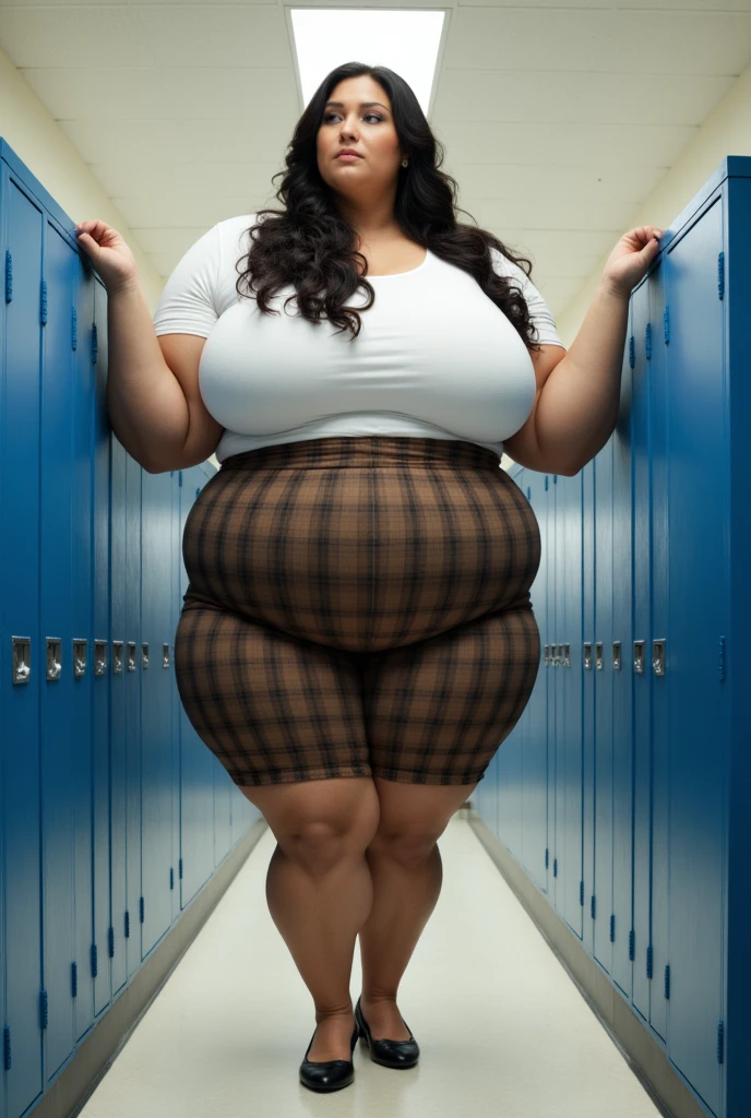 femele, Sexy, Plump Goddess, taken with canon 5d mk4, chubby, Pose Seductive, Plus Size, Mom Size, A smile, grin, hi-school girl, Uniforms, a miniskirt, pupils, 18year old、Full body portrait、Simple white background、High heels、Standing on tiptoes