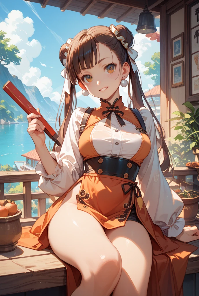 Woman tied up and sake barrel