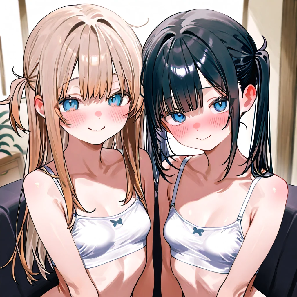 underwear　Girl　2 people　Long Hair　Big Breasts