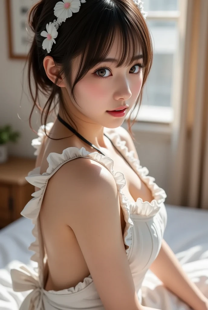Multi-angle、top-quality、(((full body Esbian)))、(((weddingdress)))、((Large chest))、(((lying on one's side on bed)))、(((Legs wide open)))、Soft light、(depth of fields)、超A high resolution、((Photorealsitic:1.4))、Raw photography、Ambient Occlusion、((14years))、((a small face))、ren、1girl in, Swollen eyes、(Dark blonde hair:1)独奏, (A smile:1.2), (dark brown eyes,catchlight), Fine skin, Tube Top、(excellent、masterpiece)、beautidful eyes、Harmonious facial features、masterpiece, ((The highest image quality)), hightquality, beautiful a girl, japanes, Japan schoolgirl, detaileds, A detailed eye, Detailed skin, Beautiful skins, 超A high resolution, (Realistis:1.4)、Beautiful skins, (Dark blonde hair:1)、Longhaire、Pattsun bangs、 ((A hyper-realistic)), (illustratio), (hight resolution), (8K), (ighly detailed), (The best illustrations), (beautifully detailed eyes), (ultra-detailliert), (wall-paper), (详细的脸), looking at the viewers, finely detail、A detailed face、pureerosfaceace_v1、A smile、((Opening Mouth:1.2))、((Show your teeth and smile))、Looking straight ahead、photos realistic、Bright lighting、profetional lighting、 (((Petite, Little, Flat, skinny))),
