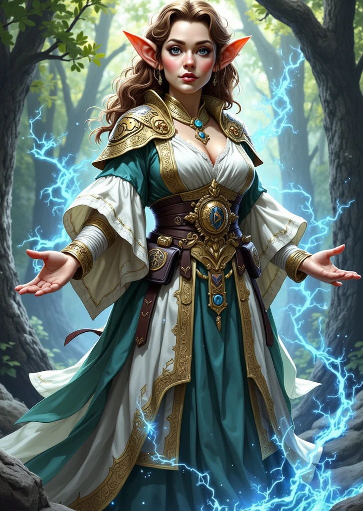 <lora:pulpartnouveau:0.5>, Skinwalker woman wearing Elvish archer-inspired tunics, Sorcerer's mystical atelier with magical creations and alchemical wonders., by alphonse mucha || <lora:pulpartnouveau:0.5>, masterpiece, perfect quality, sharp focus, shallow depth of field, 8k