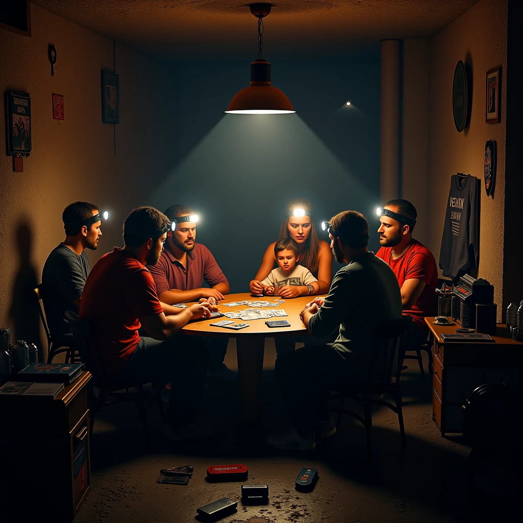 Several men are sitting around a table with a laptop and a cellphone, Dentro de um esconderijo de gangue, rave ilegal, in a prison cell, in a small prison cell, Membros de gangues, preso nos bastidores, competition winning, tiradas em 2022, listening to music at 2 am, Fotografia tirada em 2 0 2 0, Location ( favela )