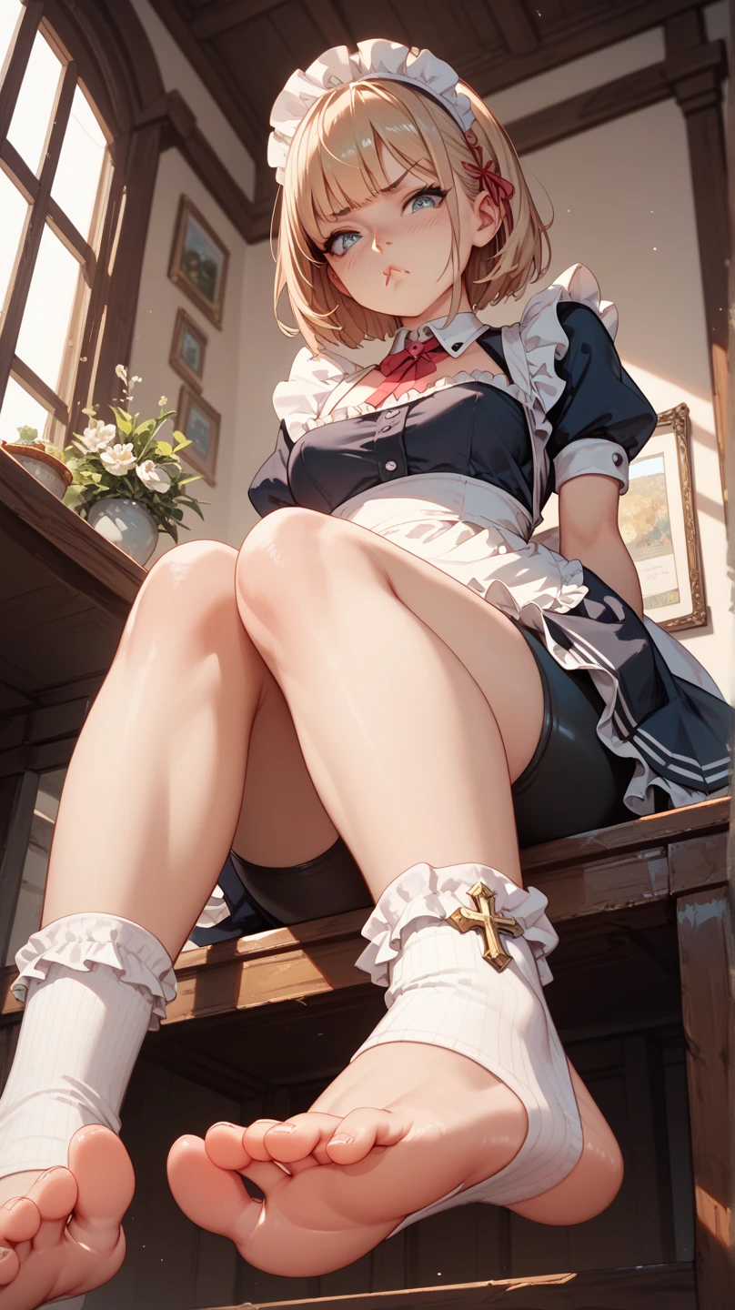 (masterpiece) (top-quality) (hight resolution) (mixed wrestling) 1 girl vs 1 guy (( girl:Medium-length blonde hair、Slender body、Detailed young face、Seductive big eyes、(sadistic smile)、humiliate a man、(Stepping on a man))) ((ember:short-haired、Strong body、humiliated by a girl、A look of regret、(being trampled by her feet))) Female primacy the girl won