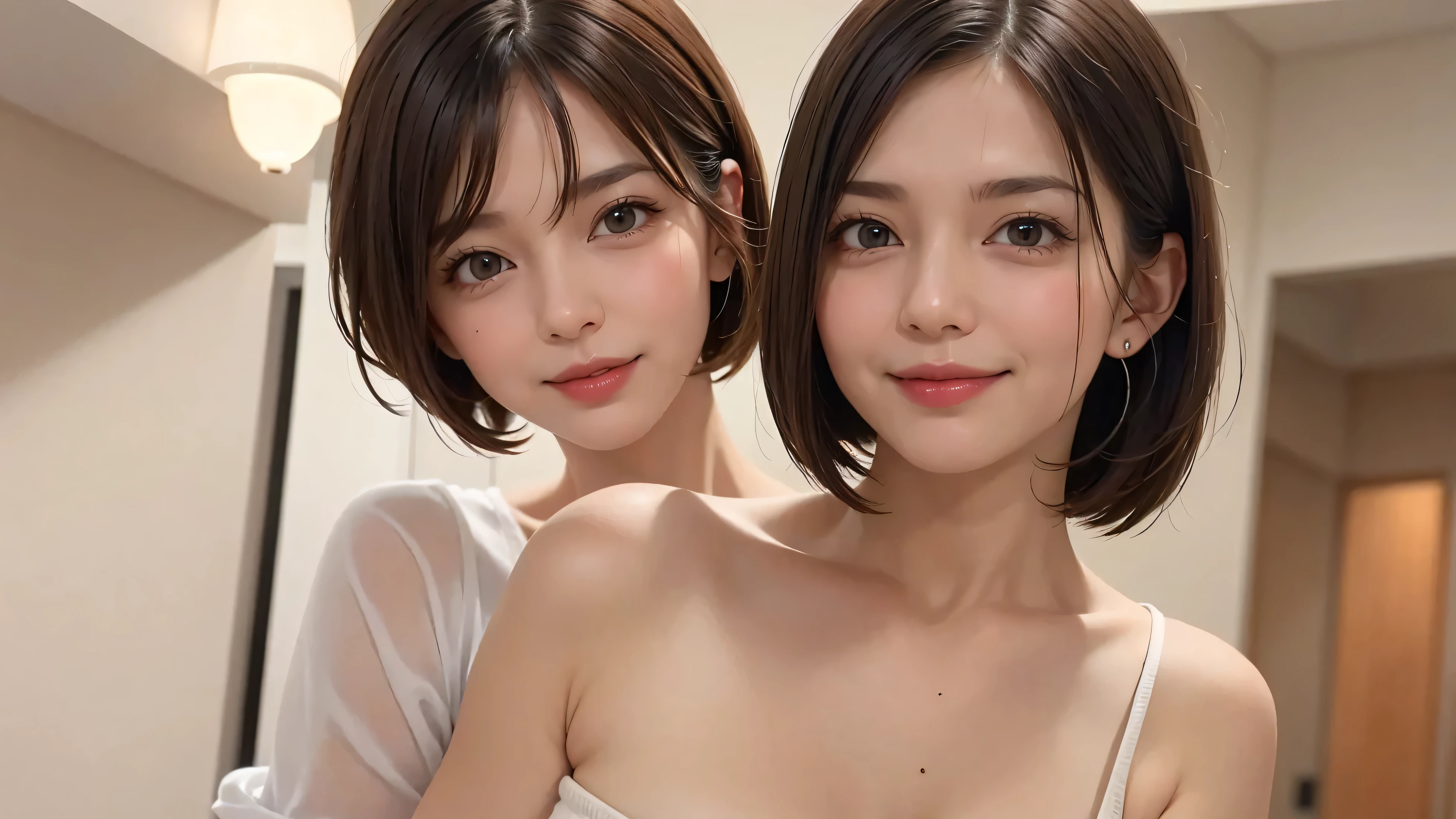 short hair, brown hair,age:45, 45 years old, small , slender, I am a mature woman with medium hair, light brunette 