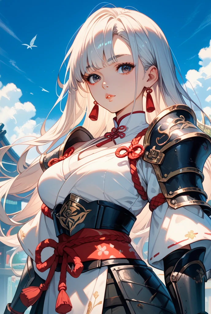 Peerless beauty,Perfect slim body,Mature royal sister face,Double ponytail curls,Knight armor,Sexy and seductive,Nice face,Full body like,4K quality,Feminine expression,Blush shyness,Star-like deep eyes,Huge breasts,short miko skirt,Knife pulling posture。Overflowing bust,Fight Warcraft,speed lines,the best quality t,master-piece,Magnificent background,On the battlefield,Clothes are broken