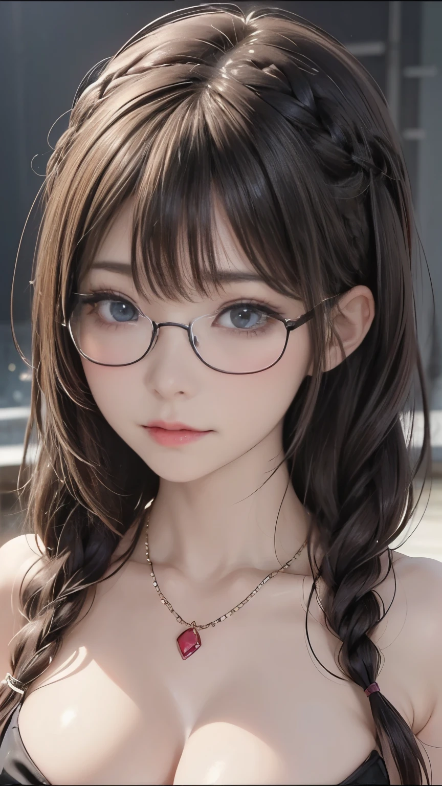 ( top quality, The best illustrations,high resolution:1.2),(Villain of demon:1.1), ( Witch:1.5),(evil:1.5),( horror fantasy:1.5), (((evil eyes,Well-trained abdominal muscles))),(Fatal Beauty,Attractive beauty) ,(A supple and powerful physique),(Sensual charm),(Mysterious charm:1.1),(Captivating silhouette), (ink and watercolor:1.5),(Ominous Scenery :1.5),(A lot of dust rises:1.5),(wonderful:1.5),(top quality,masterpiece:1.5), (Powerful figures:1.1、Big Breasts:1.3) 、 ((((Glasses,braids,close up sexy shot, cute, Evil Ruby's Cursed Necklace )))),(((Glasses、Big Breasts,braids))),pretty face, raise my eyebrows , ,(Fatal Beauty, charming beauty ) ,(Mysterious charm:1.1),(Big Breasts、Attractive silhouette), HD texture 、High Quality Shadows, beautiful and delicate face 、 Beautiful and delicate sticky liquid dripping from eyes 、 ray tracing 、 20th generation、 cute K-POP girl、( The Face of Korea )、Thin face、( Ulzan-6500-V1.1:0.6)、 The face of pure loss _v1 , ( beautiful and delicate face , beautiful and delicate eyes, Perfectly Balanced Face , high definition skin , detailed skin, The optimal ratio is 4 fingers and 1 thumb :1.25)、 dslr、 One Beautiful Devil Woman from Hell, seductive girl , Real Girls, Gurwitz, Gurwitz-style Artwork , Girl Roleplay, Realistic 3d style, cgstation Popular Topics,, 8K portrait rendering ,(truth,truth:1.4),(Girl in Glasses :1.2)、cheek、 glossy lips、(32K:1.9, Highest quality, masterpiece, Ultra-high resolution), Professional camera work:1.6, Very detailedな肌と顔の質感:1.3, Always accurate, Very detailed, ((24-years-old, Undercover Agent, Dark dungeons:1.4, sexy asian girl with glasses and a tattoo on her chest, artwork in the style of guweiz, with glasses, seductive anime girl, guweiz, photorealistic anime, beautiful alluring anime woman, photorealistic anime girl render, extremely detailed artgerm, beautiful anime girl, hyper realistic anime, beautiful anime portrait, 3 d anime realistic