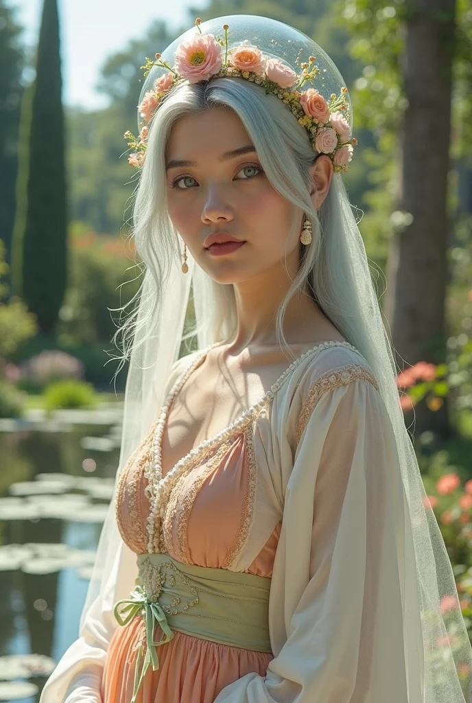 In the presence of the white-haired witch, de olhos verdes e rosto triangular, ela encanta todos com sua beleza, a floresta escura ganha uma nova vida, uma aura de encantamento e segredos antigos.