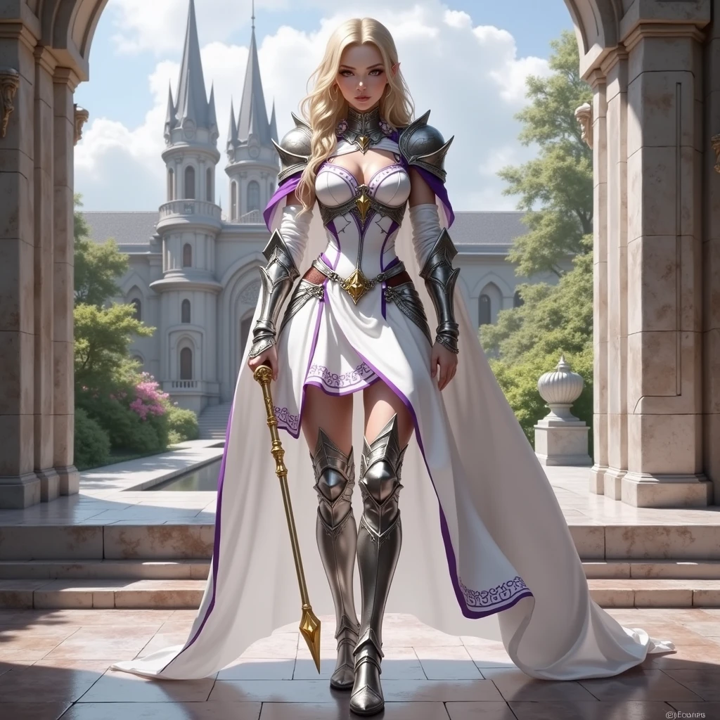 (best quality,4k,highres,masterpiece:1.2),ultra-detailed,(realistic,photorealistic,photo-realistic:1.37),princess,19-year-old,breathtakingly beautiful detailed face and smile, princess dressed as a medieval knight with intricate knight armor, vibrant colors, captivating lighting, stunningly detailed knightly attire, majestic castle backdrop, regal ambiance, confident and graceful posture, enchanting expression, ornate sword, ethereal atmosphere, youthful charm, confident eyes, flowing golden hair, dewy skin, delicate features, elaborate facial details, elegant knight's helmet, radiant light illuminating the face, intricate embroidery on the knight's armor, dreamlike setting, princess embracing her identity as a knight, gorgeously ornamental helmet, shimmering reflections on armor, magical aura, soft and ethereal glow, royal authority, nobility, twilight sky with hues of purple and gold, proud and determined stance, extraordinary attention to detail, fairytale-like charm, youthful innocence, mythical princess warrior