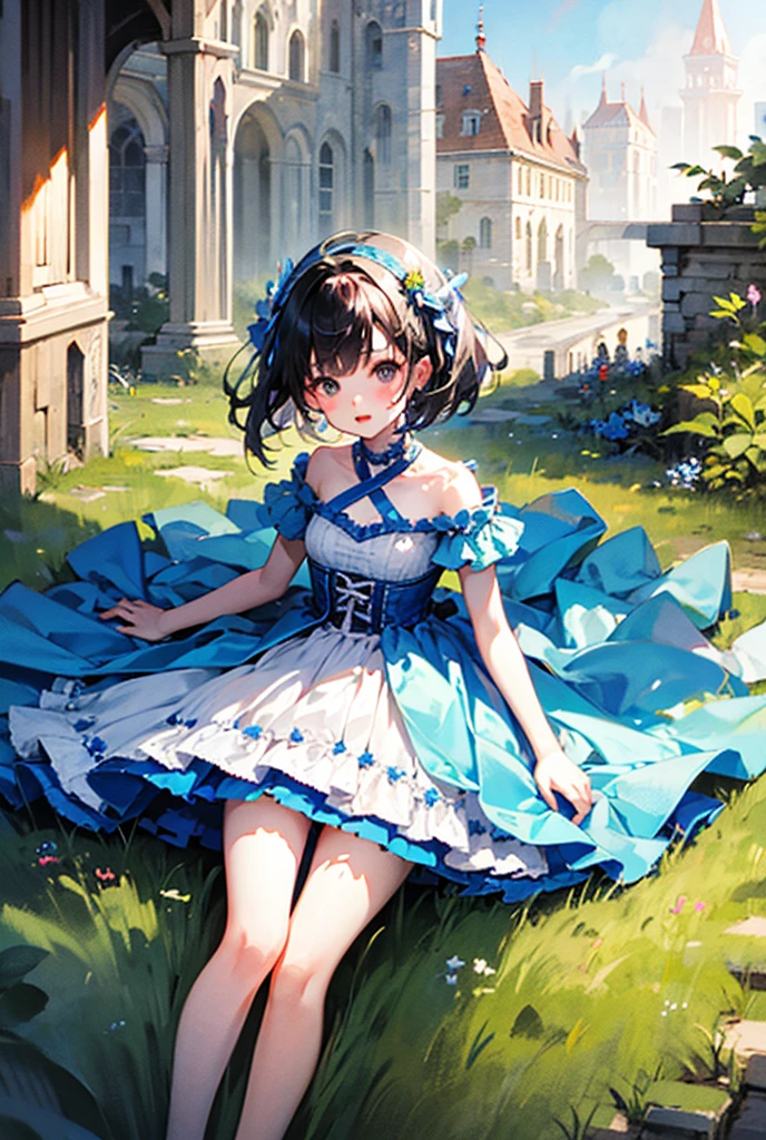(8k, top-quality, masterpiece:1.2),Cutest,Cute little girl s,mesugaki,Lots of flowers,sitting,
