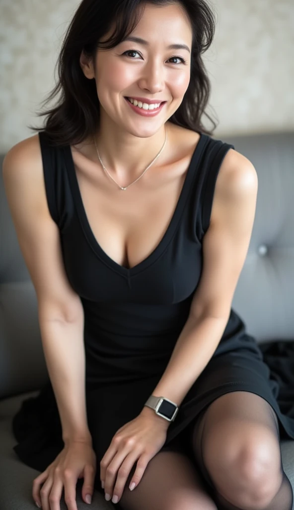  Highest quality, Realistic, Very detailed, finely, High resolution, 8k wallpaper, Beautiful woman,, Brown hair short ponytail, Caucasian stewardess, Perfect dynamic composition, finelyて美しい目,  Realistic , smile,  Model body type、Earrings,garnet necklace,(Wearing a watch 1),Beautiful feet,Sitting in an airplane seat,Full Body Shot:1.3,Smile and laugh,