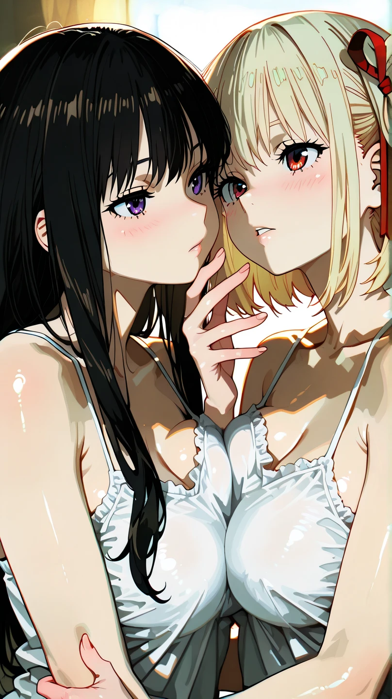 Two Women,Alpha ,Long blonde,((Touching the chest)),gamma,Long Black Hair,((Touching the groin)), ((naked))), Erect nipples,Big Breasts, kiss, (adult)
((My crotch is wet)),Love Hotel,My crotch is wet,Are standing,(masterpiece:1.2), High resolution, Highest quality, 8k,