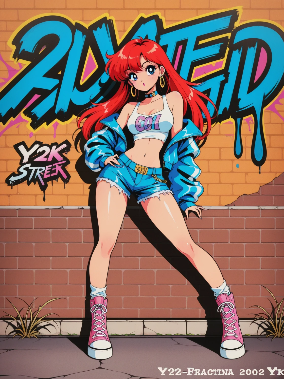 Girl's whole body,anime,Panties and stockings,Graffiti art,80's
