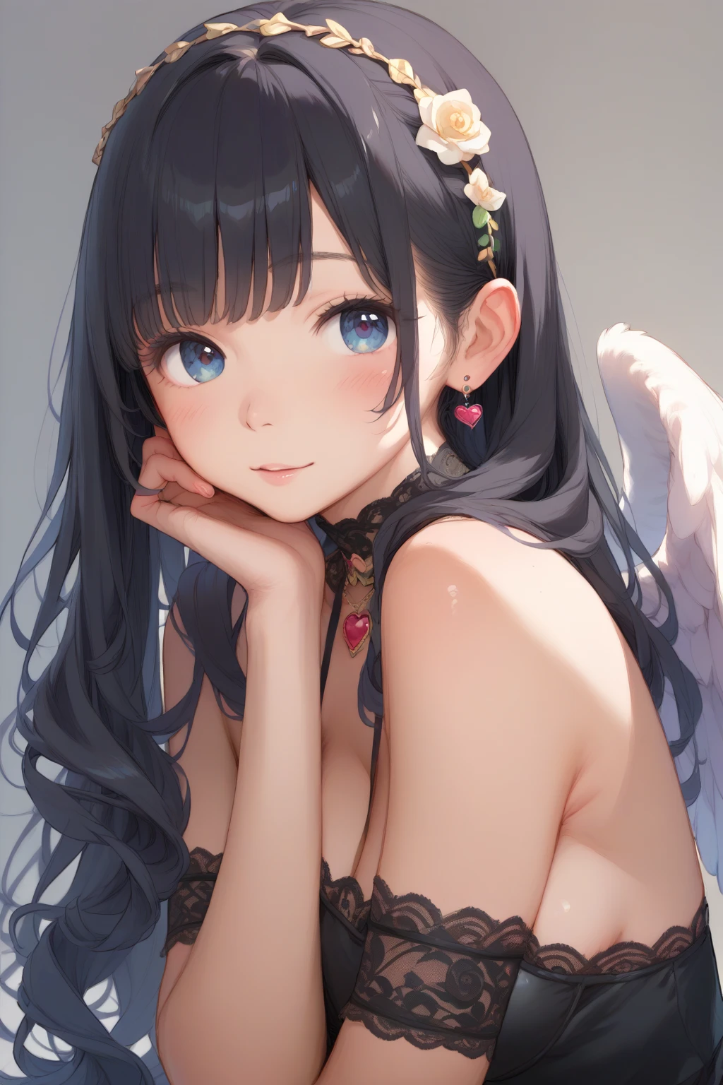 Highest quality、Masterpiece、Completely naked、Angel、Delicate body、Huge breasts、petal、Innocence