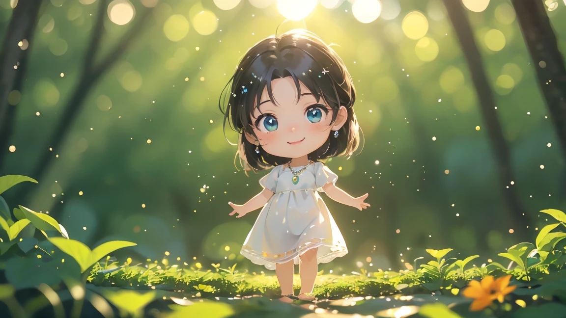 A little girl wearing an ancient gauze skirt，movie still, floating in the sky, (close-up:1.1), bright, happy, fun, soft lighting