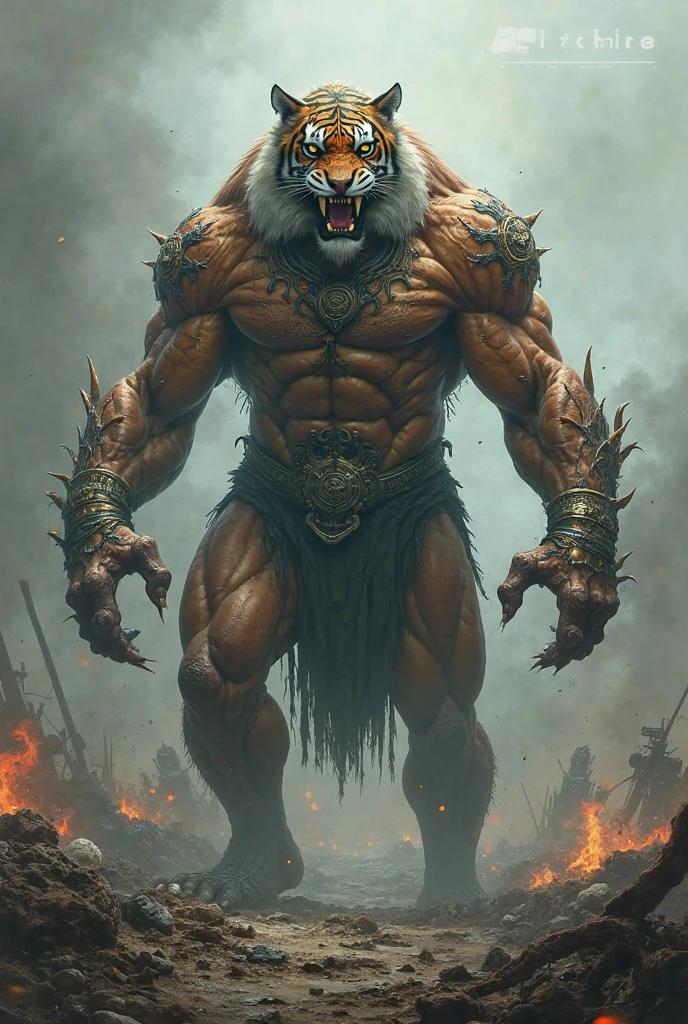 A very detailed and well-defined male anthropoid dragon, in a barbarian costume, (((bathed in sweat all over his well-defined muscles, All his fur is wet with sweat, very sweaty all over his well-defined body))), powerful barbarian warrior, hyperrealistic, 8k, photorealistic, cinematic lighting, vibrant colors, intricate details, masterpiece