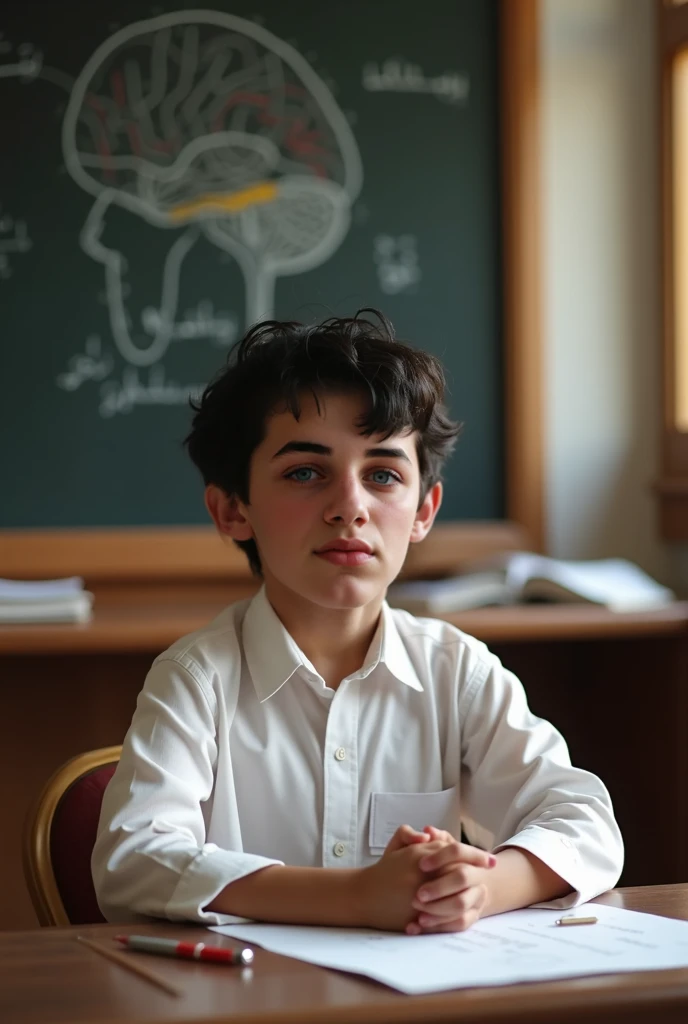 Create an Image of a boy with glasses, working for Pakistan Foreign Services