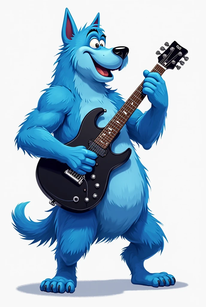 A anthropomorphic fox, wearing black doing rock n rock, squatting, playing a electric guitar, squatting down, has thick thighs, high quality, crisp,