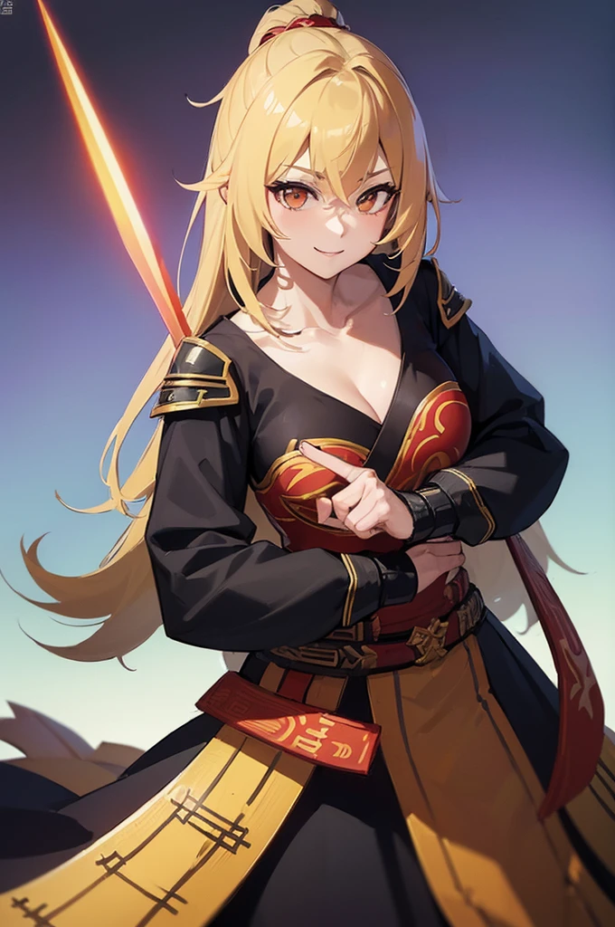 (Highest quality), Detailed Background, Oriental nobility,Warrior Girl,Martial Arts,has a halberd,They are, Monster Army