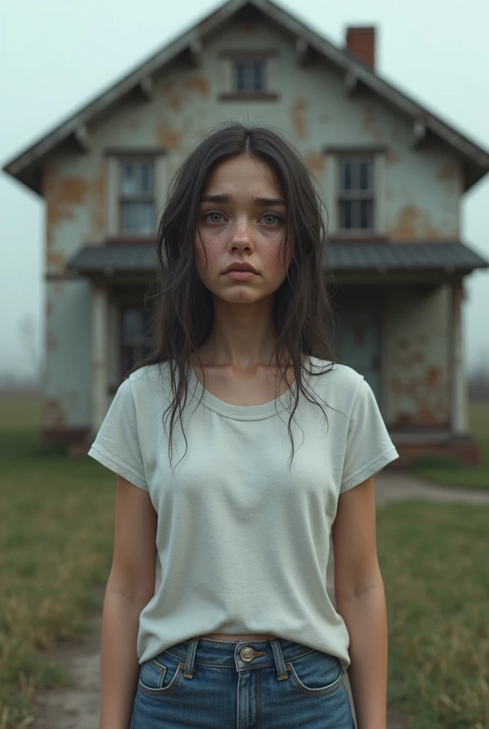 woman、ghost、Long Hair、Messy、Creepy、Sharp Claws、pale、Background of vacant house、dark、Realistic、UHD