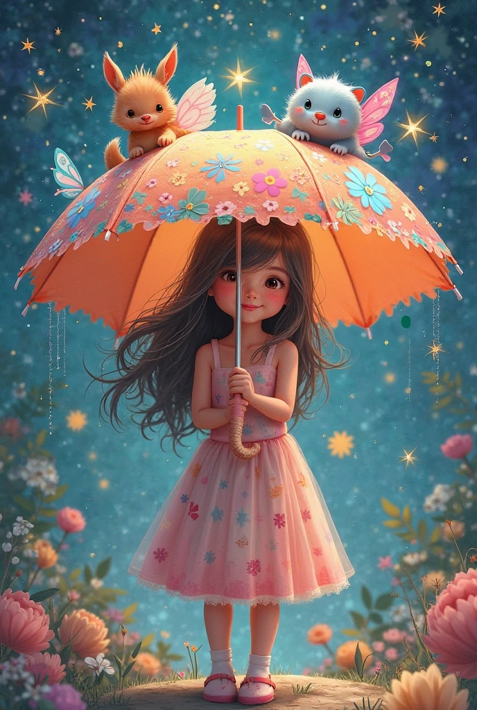 （Paint colorful mother owl and baby owl baby with flowers），（A large umbrella），（Mother owl holding an umbrella and holding her baby：1.37），A caring expression， Background with：（A forest where it is raining heavily：1.3），（It is raining heavily）， Cute detailed digital art, lovely digital painting, adorable digital art, Beeple and Jeremiah Ketner, cute owl, cute detailed artwork,cute 3 d render, digital painting highly detailed, cute colorful adorable, highly detailed digital artwork, highly detailed and colored, digital art highly detailed, cute artwork