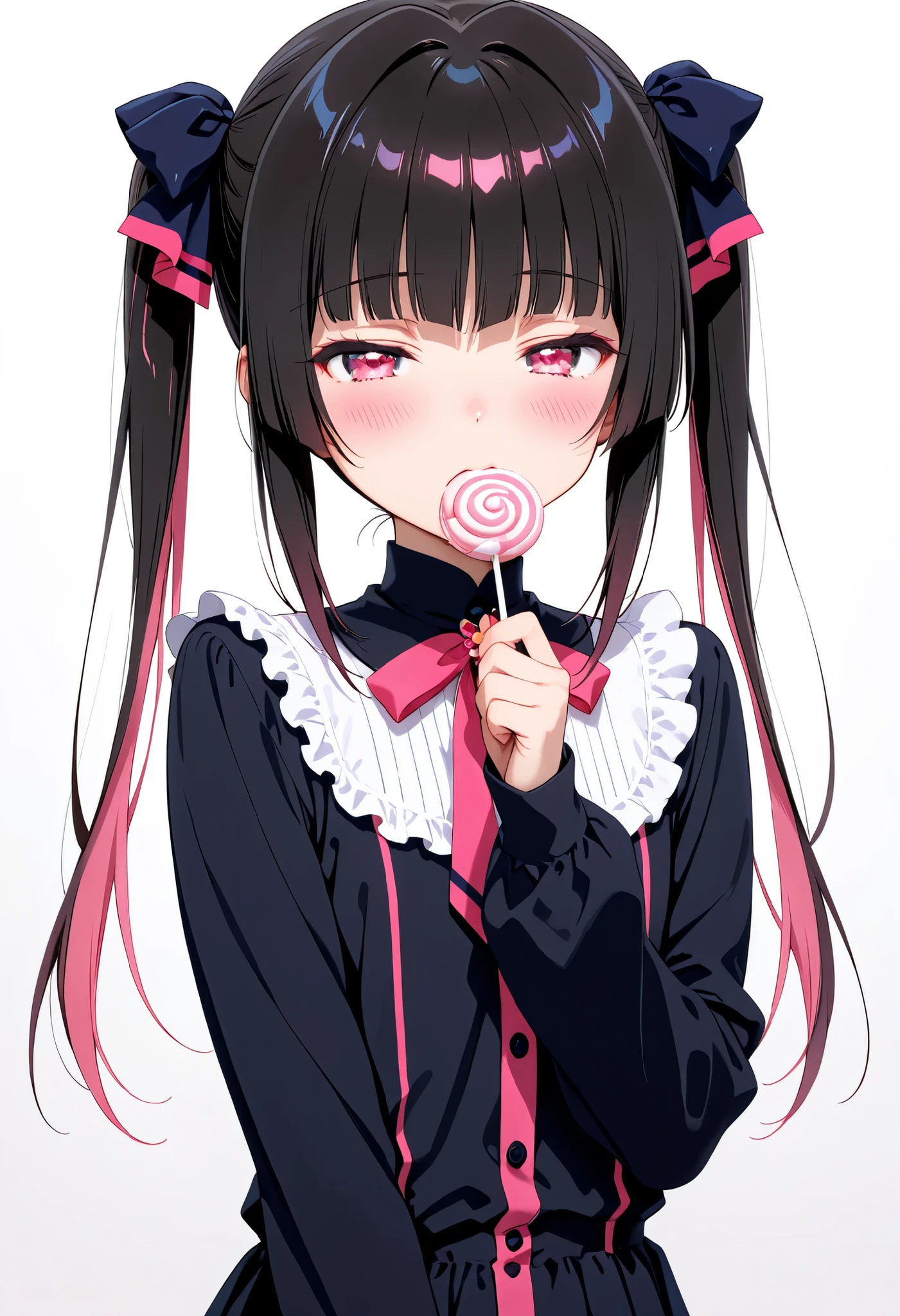 1girl, holding lollipop, ,white background, half-closed eyes, 舌を出して舐める lollipop, symphogeartsukuyomi shirabe,下着姿、 masterpiece,best quality,amazing quality,newest, general, ,ukkrious, (real skin:1),