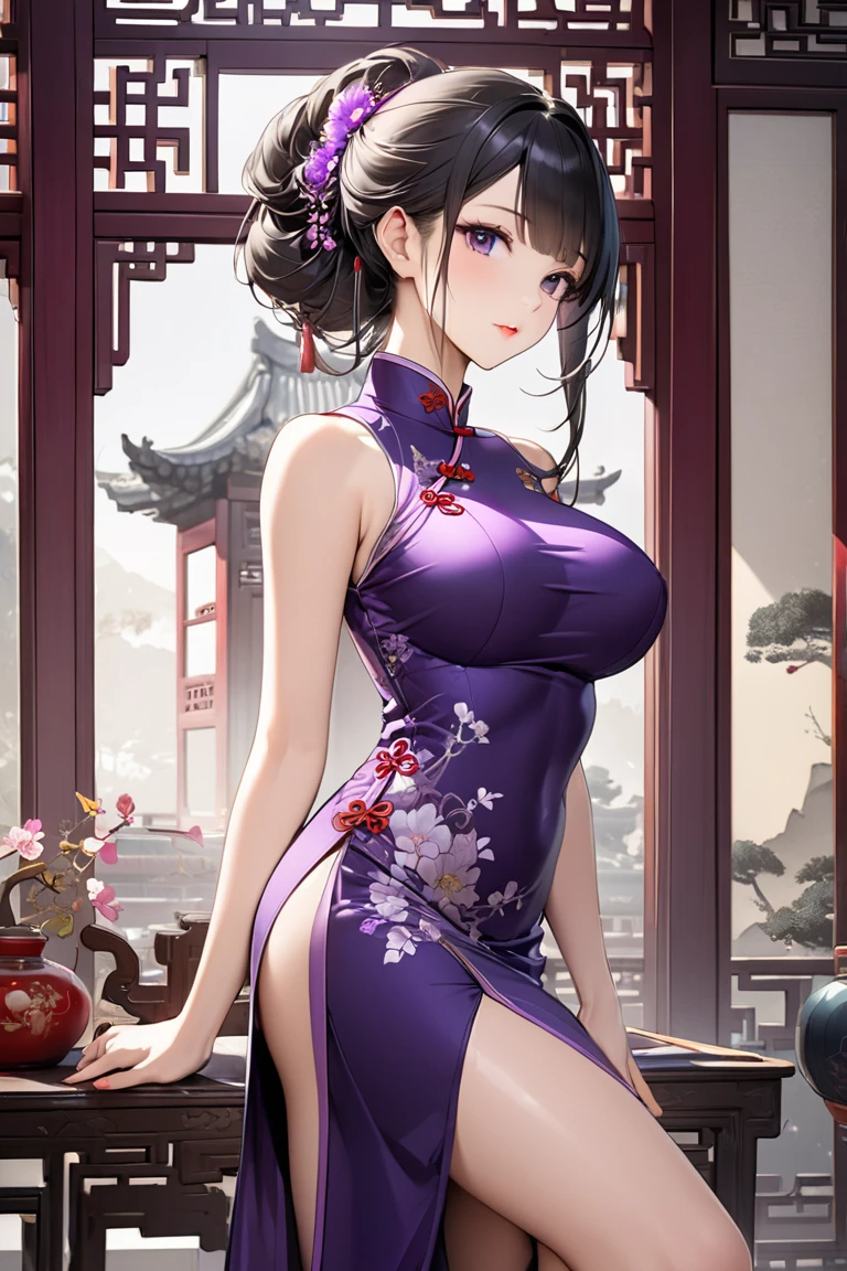 (Masterpiece, Superior quality, Best Quality, Official Art, beautiful and aesthetic:1.2), (1 girl:1.3), extremely detailed,(Fractal Art:1.1),(showy:1.1)(flores:1.3),more detailed,(tangled:1.2), (dynamic pose), (abstract background:1.3), (traditional china fabric:1.2), (shiny skin), (many colors:1.4), ,(earrings:1.4), NSFW NSFW
