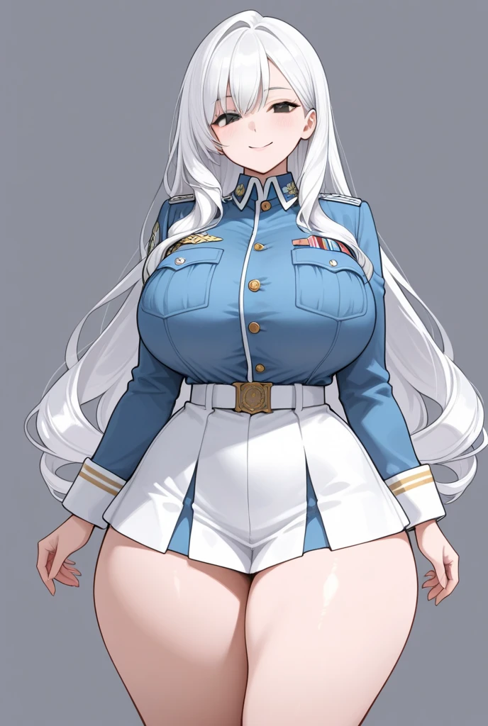 (girl long hair:1.2), (huge tits:1.0), (soldier:1.2), (long silver hair)