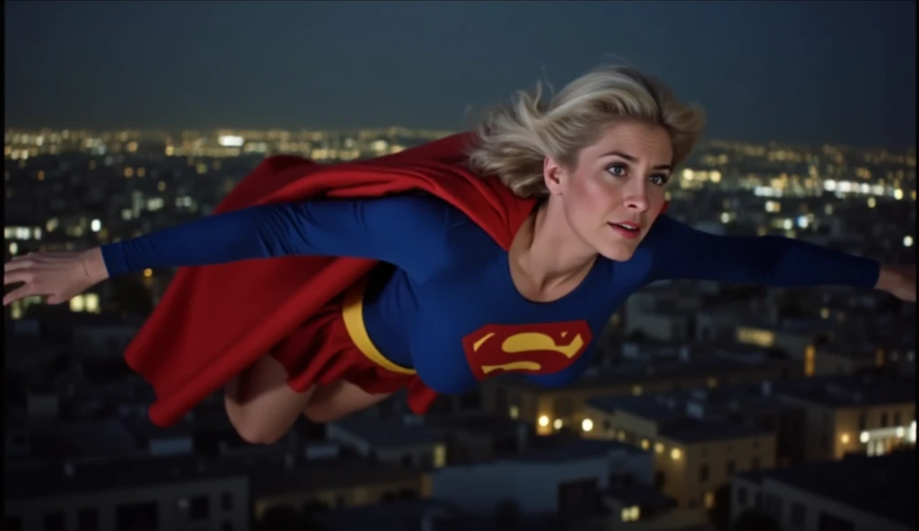 (((very sexy beautiful and strong old Supergirl (((1984s costume))) Julie Hagerty))) Super old woman Julie Hagerty; confident, powerful, indestructible, attractive; big and firm chest; strong breasts, confident and powerful, with an attractive and indestructible physique, large and firm breasts, effortlessly lifting a fighter plane on the street, fighter plane raised above your head, highly detailed, photorealistic, 8k, HDR, cinematic lighting, fantasy, DC comics