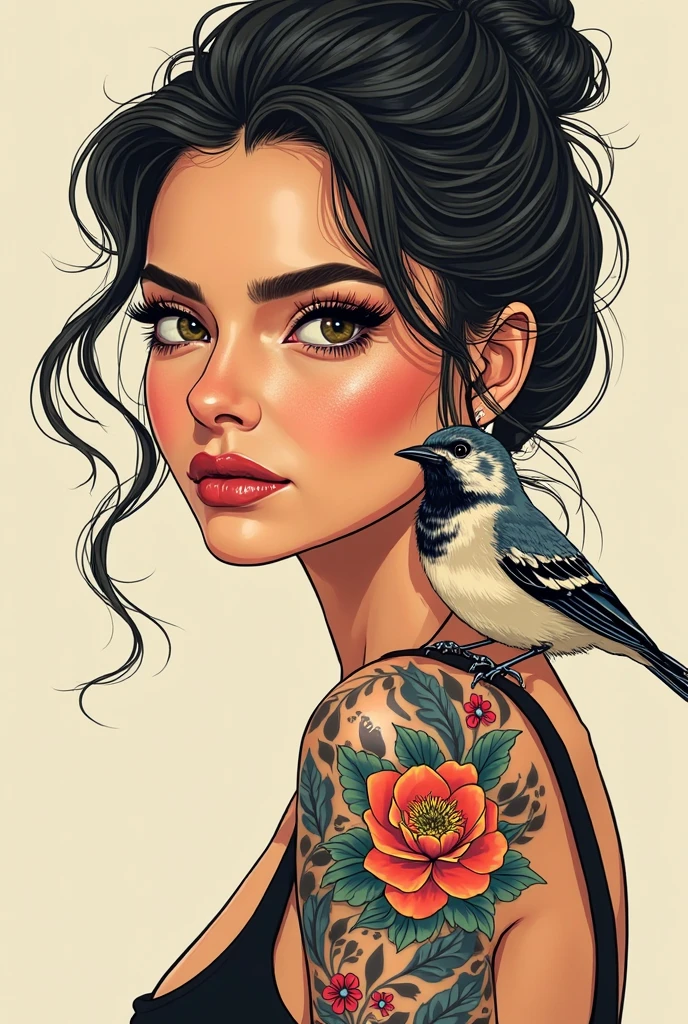 a woman with a bird in her hand, detailed linework, detailed line work, outline sketch, tattoo sketch, tattoo design sketch, black and white detailed sketch, medium sized tattoo sketch, detailed but rough, ink outlines, linework, detailed sketch, realism tattoo sketch, highly detailed linework, extremely detailed linework, inspired by Austin Osman Spare