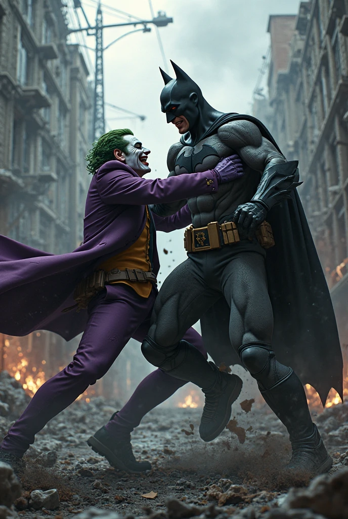 In the cave, Batman, who was knocked down and naked, is being raped by the Joker.