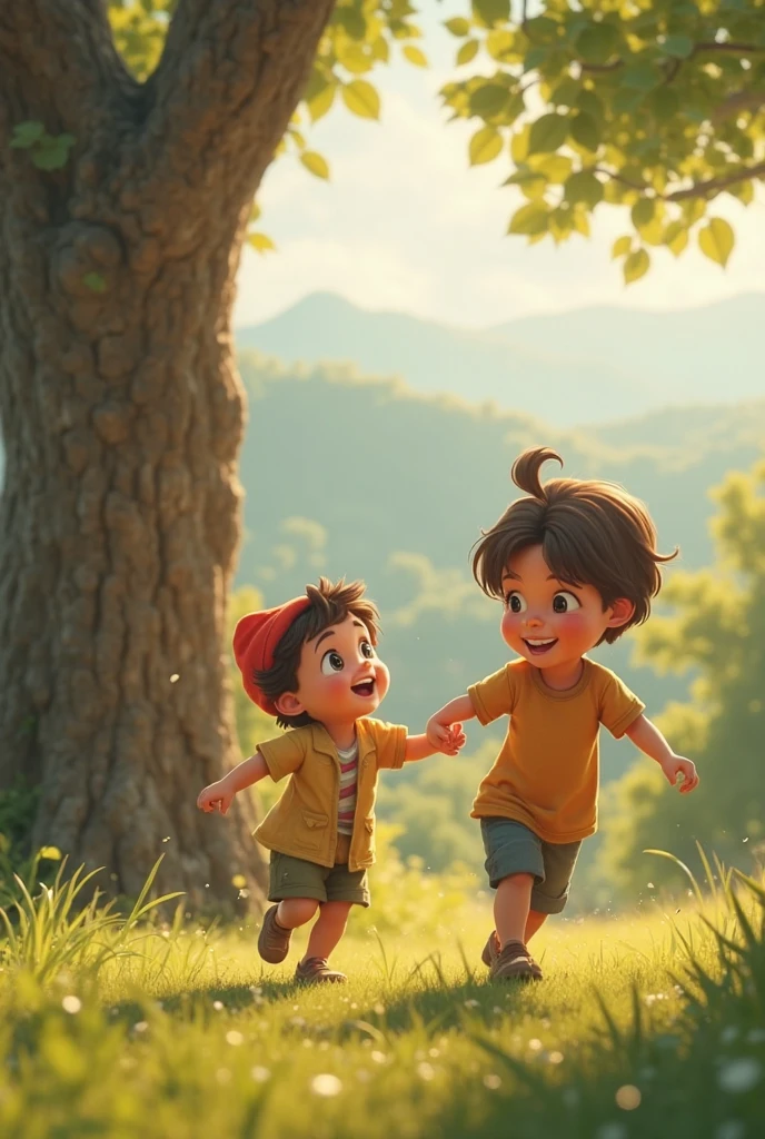 'Two fast friend boy in a morning time in village' in cinematic image