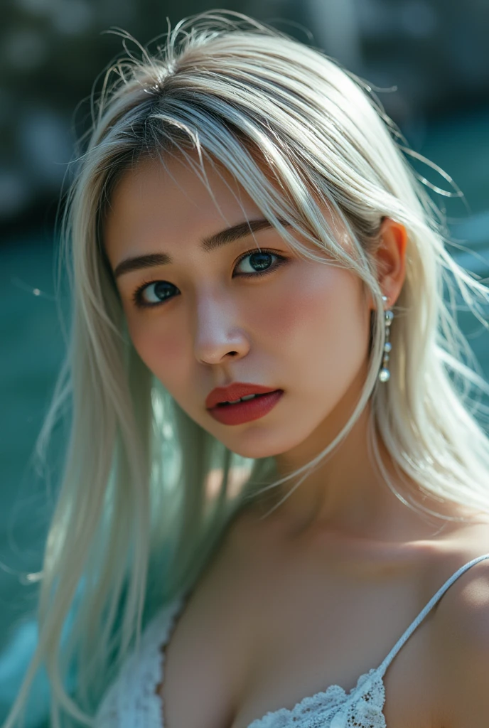 a close up of a woman in a waterfall, korean girl, gorgeous young korean woman, beautiful south korean woman, korean woman, beautiful young korean woman, korean women's fashion model, photo of slim girl model, attractive pose, floral dress, skinny waist and thick hips, jaeyeon nam, tattoo girl, light white hair, verybadimagenegative_v1.3, ng_deepnegative_v1_75t, (ugly face:0.8),cross-eyed,sketches, (worst quality:2), (low quality:2), (normal quality:2), lowres, normal quality, ((monochrome)), ((grayscale)), skin spots, acnes, skin blemishes, bad anatomy, DeepNegative, facing away, tilted head, {Multiple people}, lowres, bad anatomy, bad hands, text, error, missing fingers, extra digit, fewer digits, cropped, worstquality, low quality, normal quality, jpegartifacts, signature, watermark, username, blurry, bad feet, cropped, poorly drawn hands, poorly drawn face, mutation, deformed, worst quality, low quality, normal quality, jpeg artifacts, signature, watermark, extra fingers, fewer digits, extra limbs, extra arms,extra legs, malformed limbs, fused fingers, too many fingers, long neck, cross-eyed,mutated hands, polar lowres, bad body, bad proportions, gross proportions, text, error, missing fingers, missing arms, missing legs, extra digit, extra arms, extra leg, extra foot, ((repeating hair))