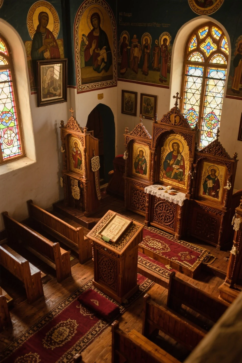 the wooden altar of a rortch orthodox church, high detail <lora:rortch:0.3>