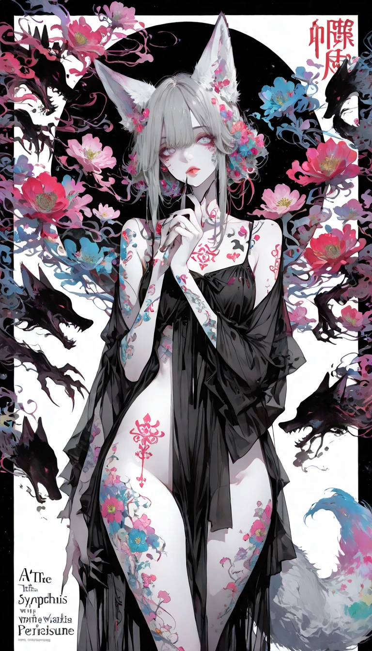 Anime girl with tattoos holding red umbrella and flying birds, Pixiv contest winner, inspired Written by Amano, style of yoshitaka amano, Pixiv, by Shimo, Written by Amano, by Kamaguruka, top rated on Pixiv, Yoshitaka Amano Photorealistic, at Pixiv