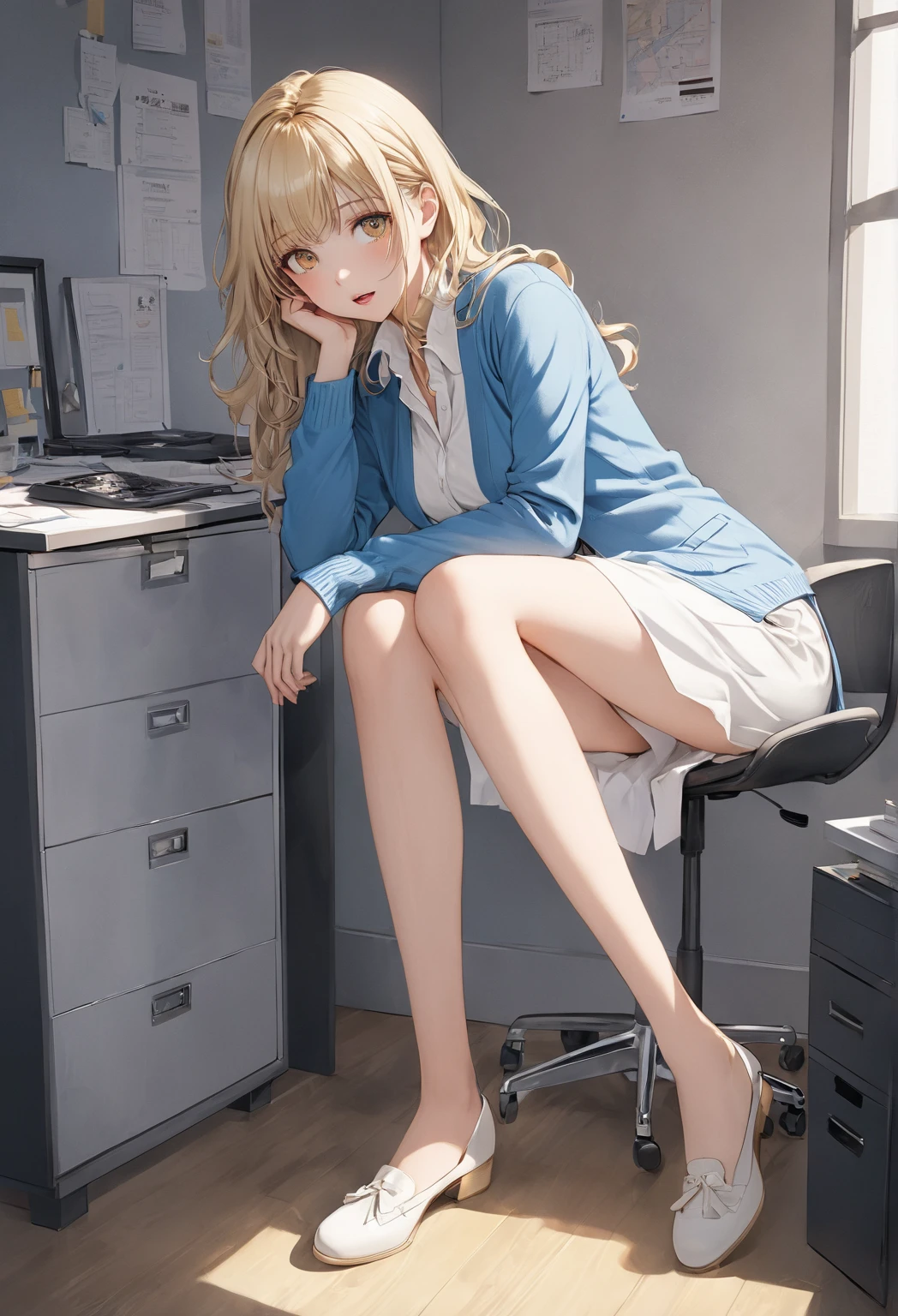 real、long legs、full、feminine、white shirt、mini skirt、high heels,very delicate face,realistic lighting and shading, (very delicate and beautiful芸術)1.2, It's elegant,dramatic shadow、very detailed。high quality、High resolution、Raw、超High resolution、super detail、(very delicate and beautiful)、very detailed、real shadow
