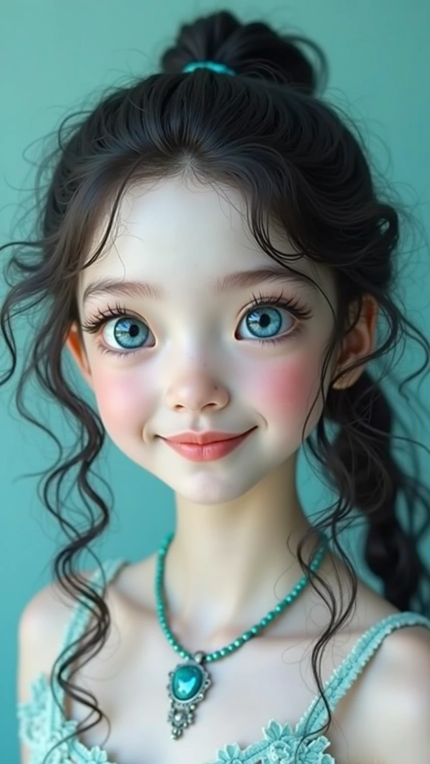 Baby girl cute chibi style, Fashion Style 2023, Stylish Theme, expressive, glad, beautiful smile, beautiful straight hair, professional model, Cute poses, bionde, blue eyes
