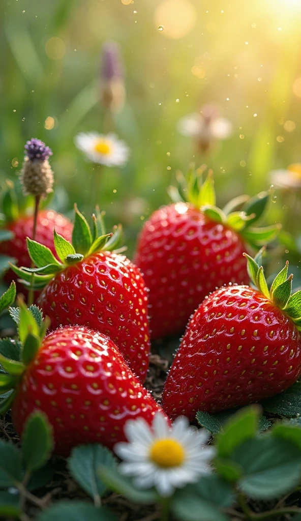 Strawberry bush in a field