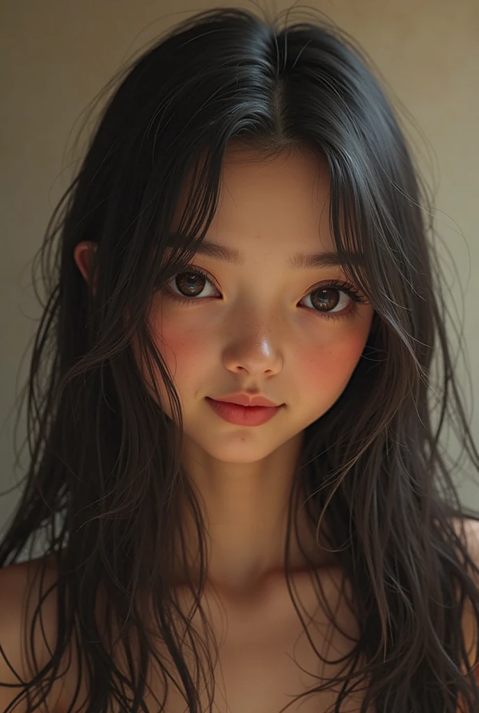 A  girl, beautiful detailed eyes, beautiful detailed lips, extremely detailed eyes and face, long eyelashes, by rubio, Whole body, Topless, no bra or panties, small and slender body, Realistic lighting, photorealistic, 8k, Best Quality, masterpiece, realistic photo, attractive body, big breasts, adult content.