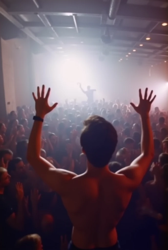 A DJ was fucked and stripped naked while dancing in front of a crowd of people while jerking off