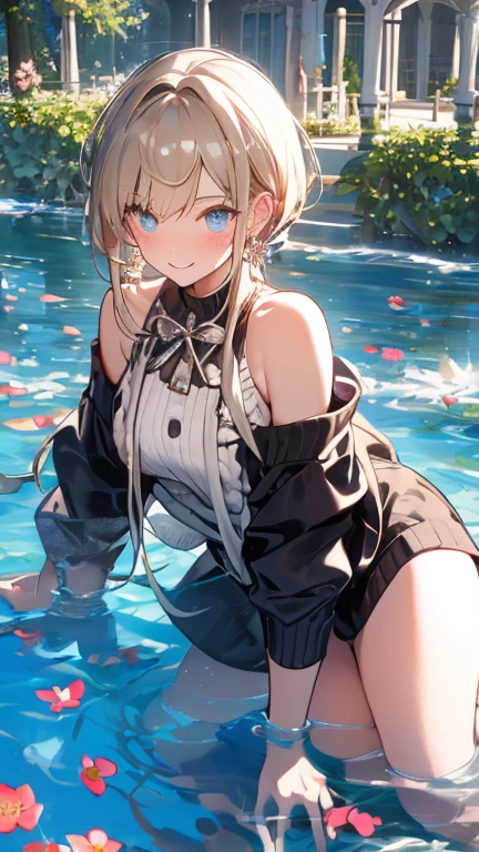 high-level image quality、top-quality、Detailed drawing、Does not blush cheeks、Slender adult beauty、Sailor School Swimsuit、Small eyes、knee high、Stockings、Medium chest、Inner thigh-sitting、Petanko sitting、Ponytail hair、Hold your chest and crotch with your hands、Hide your chest and crotch with your hands
