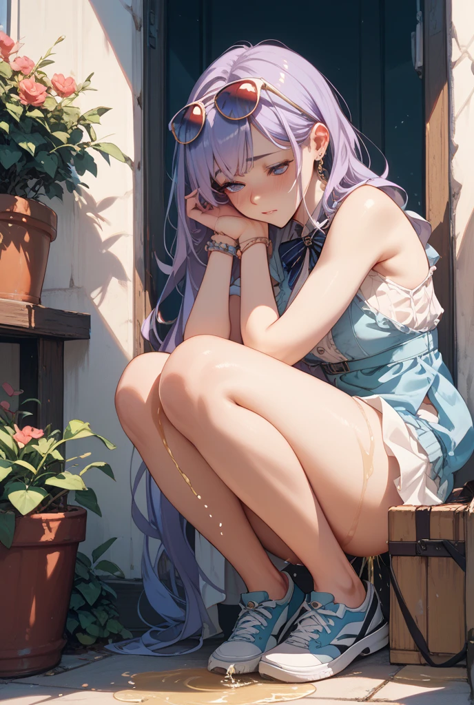 (Tabletop:1.0), (highest quality:1.4), (High resolution:1.2), From the side,Sharp contours, long hair, highest quality, masterpiece,Glasses,Voice of the Heart,yandere,Browsing Caution,nude,facial,Excessive ,Chest to chest,Ecstasy,saliva,blush,Heterochromia iridis,Colorful Hair,Dynamic composition,Swimwear,horizontal line