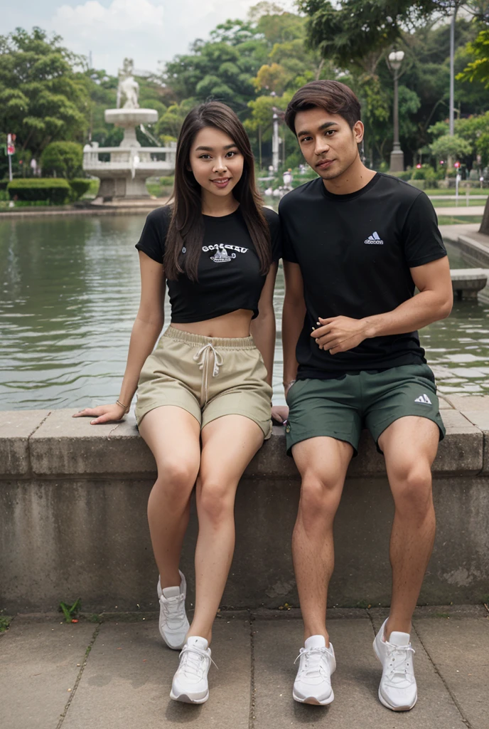 (8K, best quality:1.2), (masterpiece:1.37), (high sharpness) Masterpiece, best quality, (highly detailed photo:1.1),
(Couples from indonesia),
(A man 25 years old, chubby face), (face clean-shaven and no beard or moustache), (short hair, Quiff Undercut hairstyle), (use white hoodie ), perfect fingers.
BREAK,
(With a woman 25 years old, chubby face), (long hair), (hair tied), (top knot hairstyle), (use slim white long-sleeved shirt), perfect fingers.
They stand in the meadow, at afternoon,