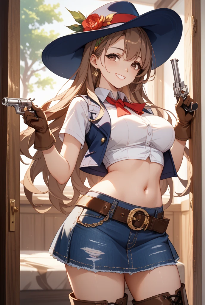 (((One beautiful naked cowgirl:2.0))),(((NSFW:2.0))),(((Nude:2.0))),(((Brown gun belt with holster:2.0)),((Wear a watch on your wrist:1.5))),((Blushed:1.8)), Beautiful detailed girl, Very detailed目と顔, 緻密でBeautiful Eyes, Very detailed, High resolution, Highest quality, masterpiece, Very detailed, 8k wallpaper, wonderful, finely, Highest quality,(((Standing in front of a wooden wall:2.0)))),Beautiful Eyes,(((Shot from under your feet:2.0))),((Drinking whiskey:1.4)),(((Place your hands on your chest:1.5))),(((Drunk:1.8))),(((Crying face:1.8))),(((Are standing:1.2)))