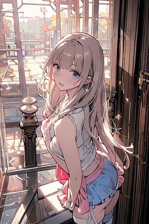 (((White Headphone))), (((Blonde))), (((Tall))), (((Slender))), (((Uniform))), cleavage, (((Beautiful face))), (((anime))), (((Pastel))), (((Beautiful Legs))), (((big boobs))), 