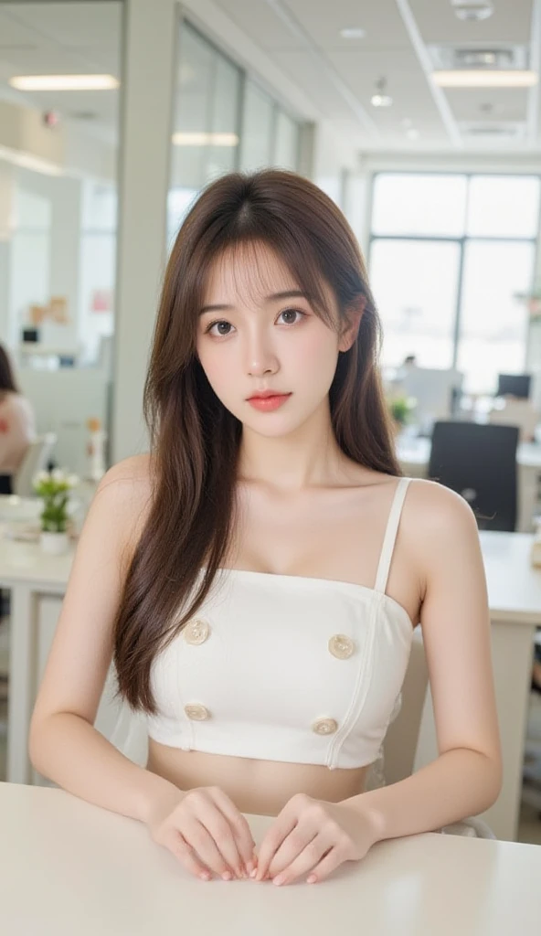  Highest quality, figure, Super detailed, In detail, High resolution, 8k wallpaper, Perfect dynamic composition, Beautiful attention to detail, Medium chest, Natural color lip, Random sexy poses,smile,、1 girl、Beaver,Long Hairstyles,bright,Mini skirt dress,sofa,Sitting