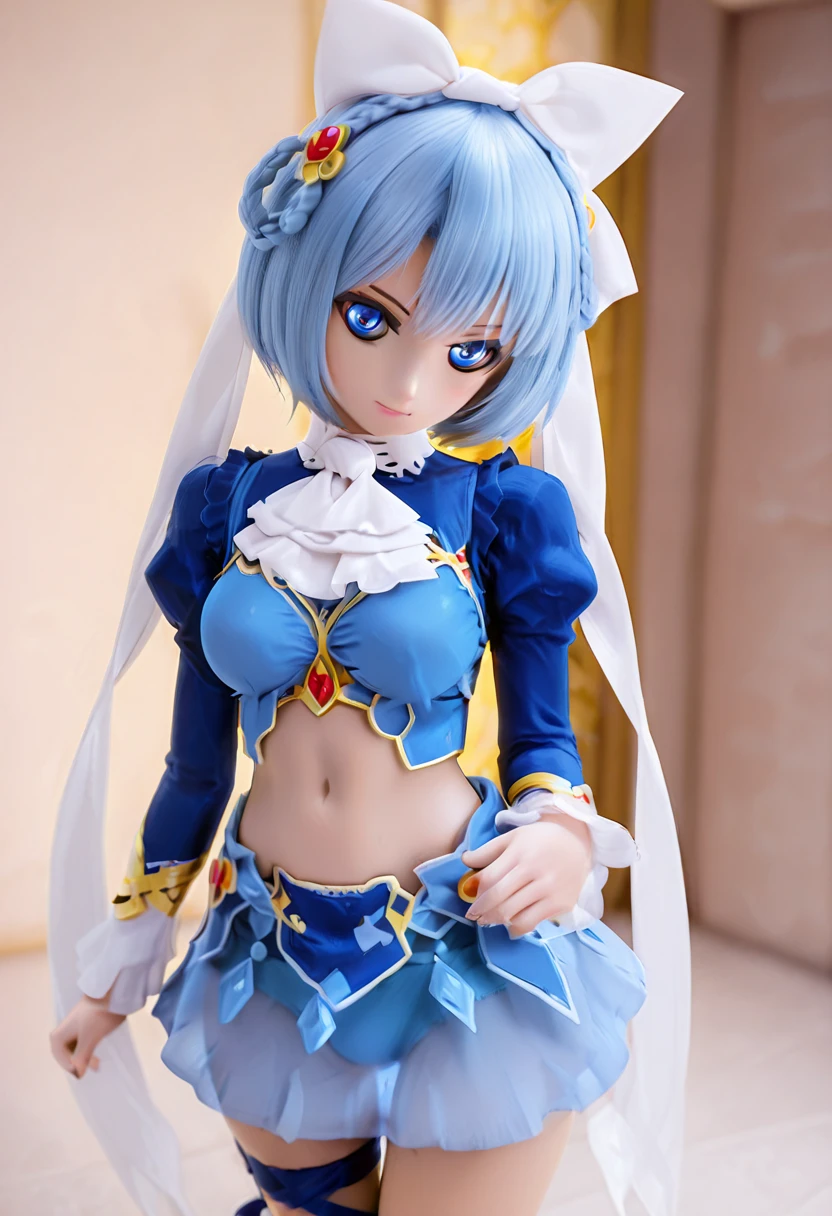 Midnight blue, silver, dancing girl, happy smiling face, twinkling beautiful dark blue eyes, closed mouth, wearing knee-length flapper dress with silver fringes, beaded decorations on chest and cuffs, large feather decoration on neck, black short curly bob hair, stepping forward and dancing under moonlight, city lit by moonlight,
