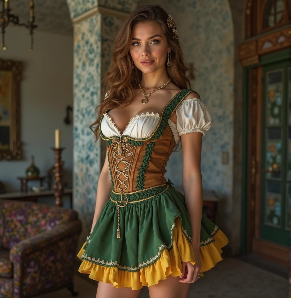 ((best resolution)), (((high quality:1.2))), Work of art, 8k, extremely detailed, ((High detail:1.2)), ((20 year old princess in the year 1500 bimbo hot busty irish woman)), (micro-skirt, crop top), ((medieval style)),