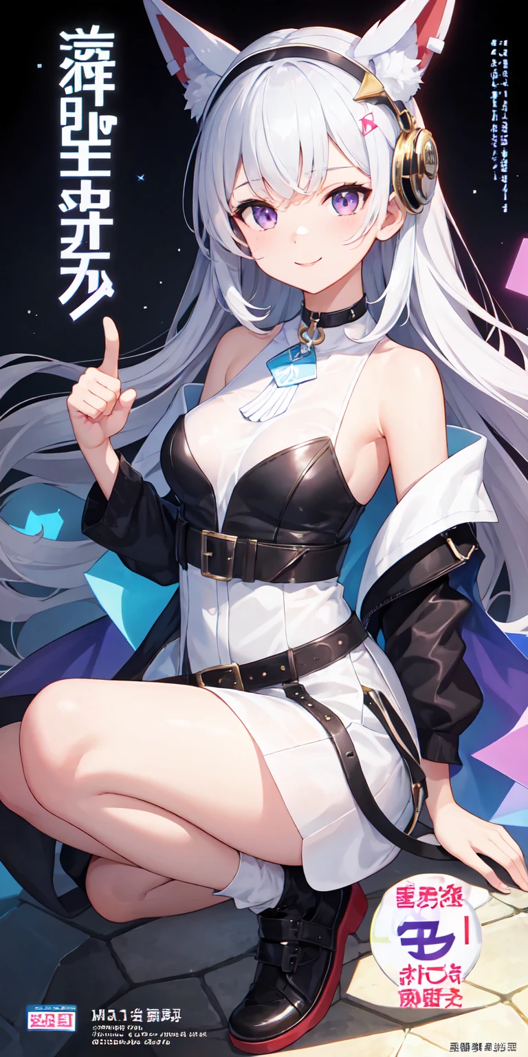 a mature woman, gyaru style, gray hair with the tips of the hair being blue, fair skin, gray eyes, curved body, seductive lips, watching the viewer with a perverted smile